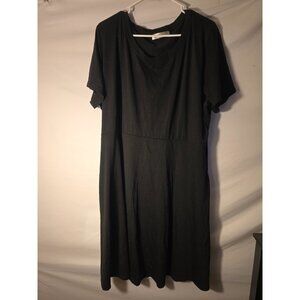 Black Midi Dress Comfy Casual Short Sleeve Plus Size 24 3X Goth Funeral Classic